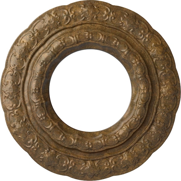 Ekena Millwork Lisbon Ceiling Medallion (Fits Canopies up to 7"), Hnd-Painted Rubbed Bronze, 15 3/8"OD x 7"ID x 1"P CM15LIRZS - main